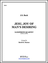 JESU JOY OF MAN'S DESIRING SATB SAXOPHONE QUARTET P.O.D. cover